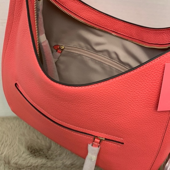 BNWT KATE SPADE PEACH SOFT LEATHER HOBO WITH DETACHABLE STRAP FOR CROSSB… - Picture 6 of 13